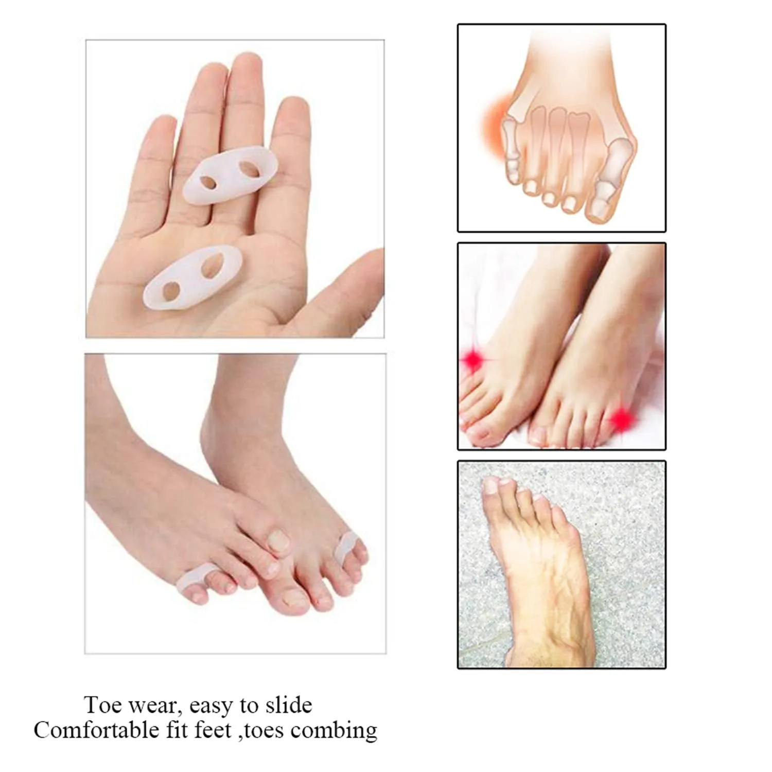 10 Pieces/5 Pairs, Gel Little Toe Buddy,Toe Corrector &Toe Straightener,Tailor's Bunion Pads - Soft Gel Bunionette Pads Tailors Bunion Pain Relief