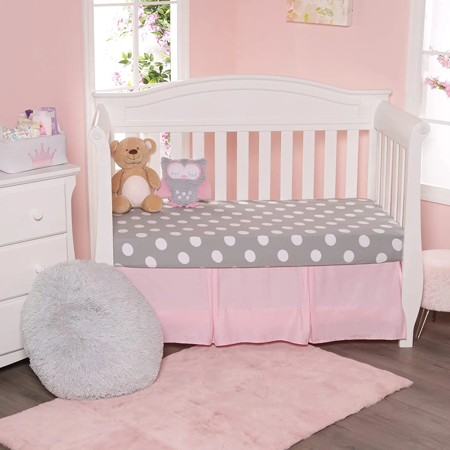 2 Pack Fitted Crib Sheet - Hearts/Polka Dots