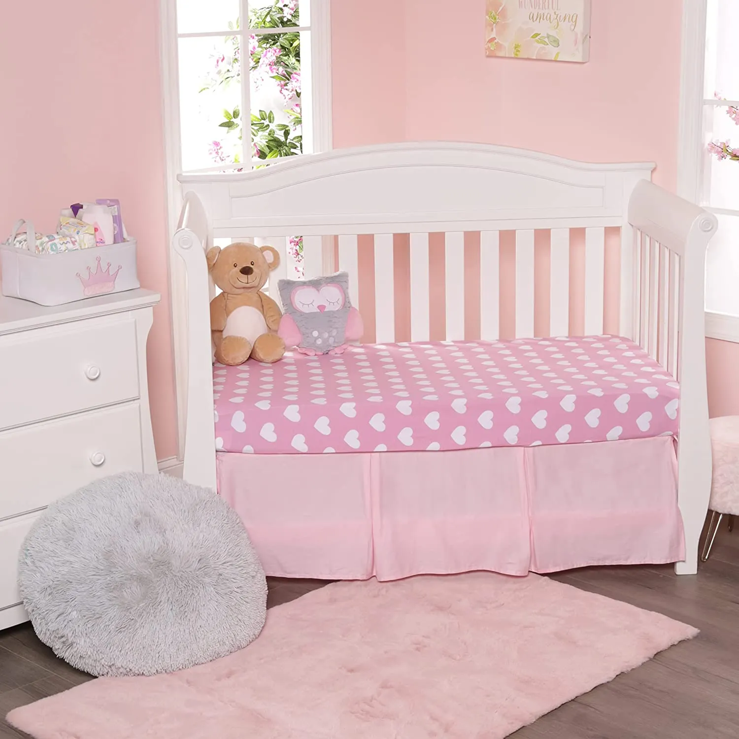 2 Pack Fitted Crib Sheet - Hearts/Polka Dots