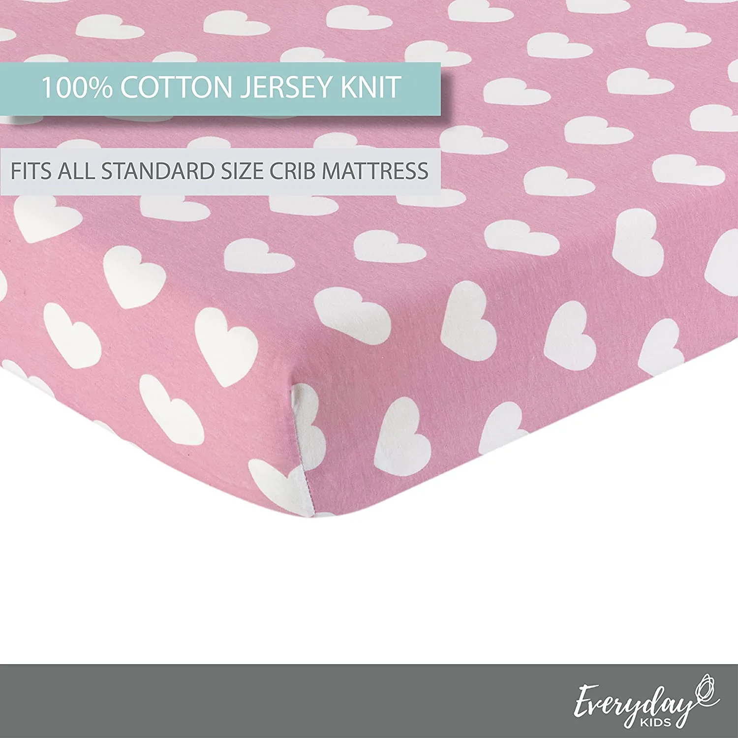 2 Pack Fitted Crib Sheet - Hearts/Polka Dots