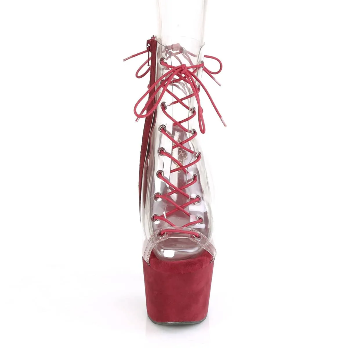 ADORE-700-30FS Black & Clear Ankle Peep Toe Boots