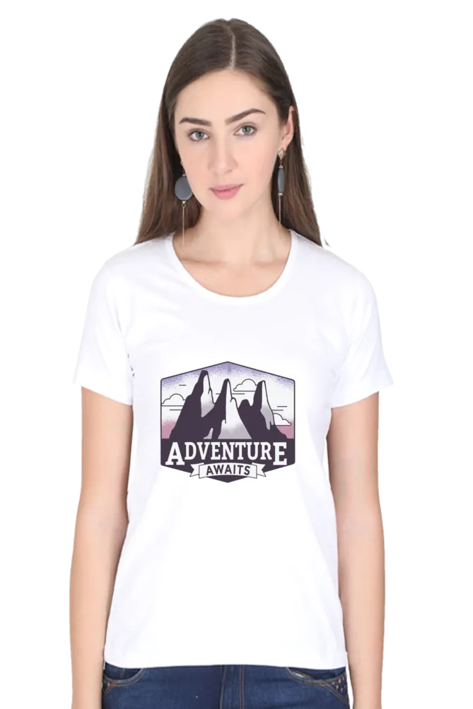 Adventure Awaits Printed Scoop Neck T-shirt for women