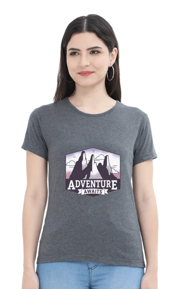 Adventure Awaits Printed Scoop Neck T-shirt for women