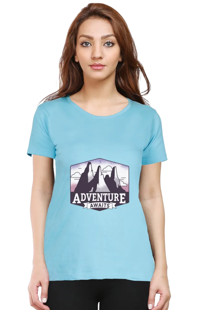 Adventure Awaits Printed Scoop Neck T-shirt for women