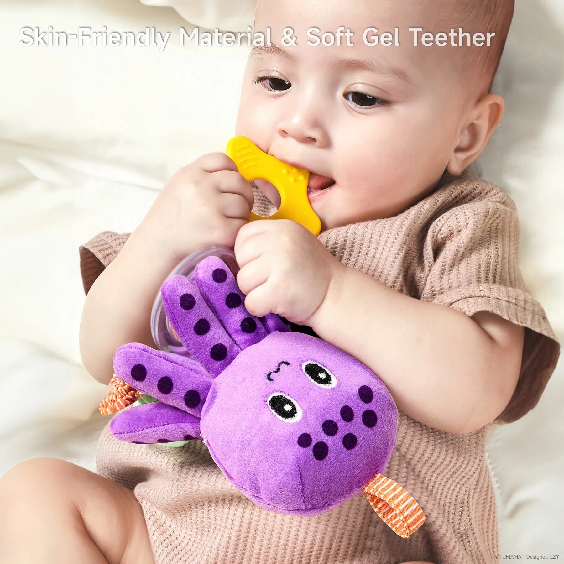 Baby toy, hanging plush toy for crib stroller car seat, baby soft rattle teether seahorse octopus lobster toy set for newborn infant 0 Month 
