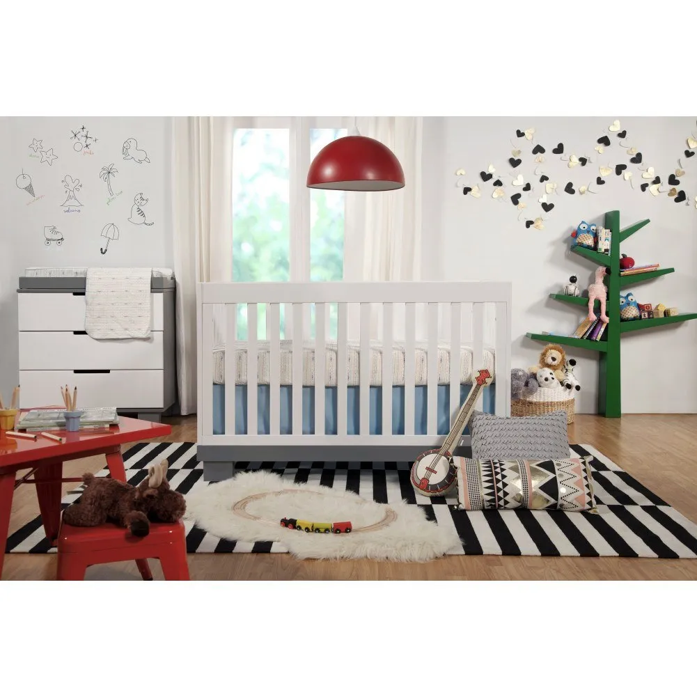 Babyletto Modo 2-Piece Crib and 3-Drawer Dresser Kit - Grey and White (80470) (Floor Model)