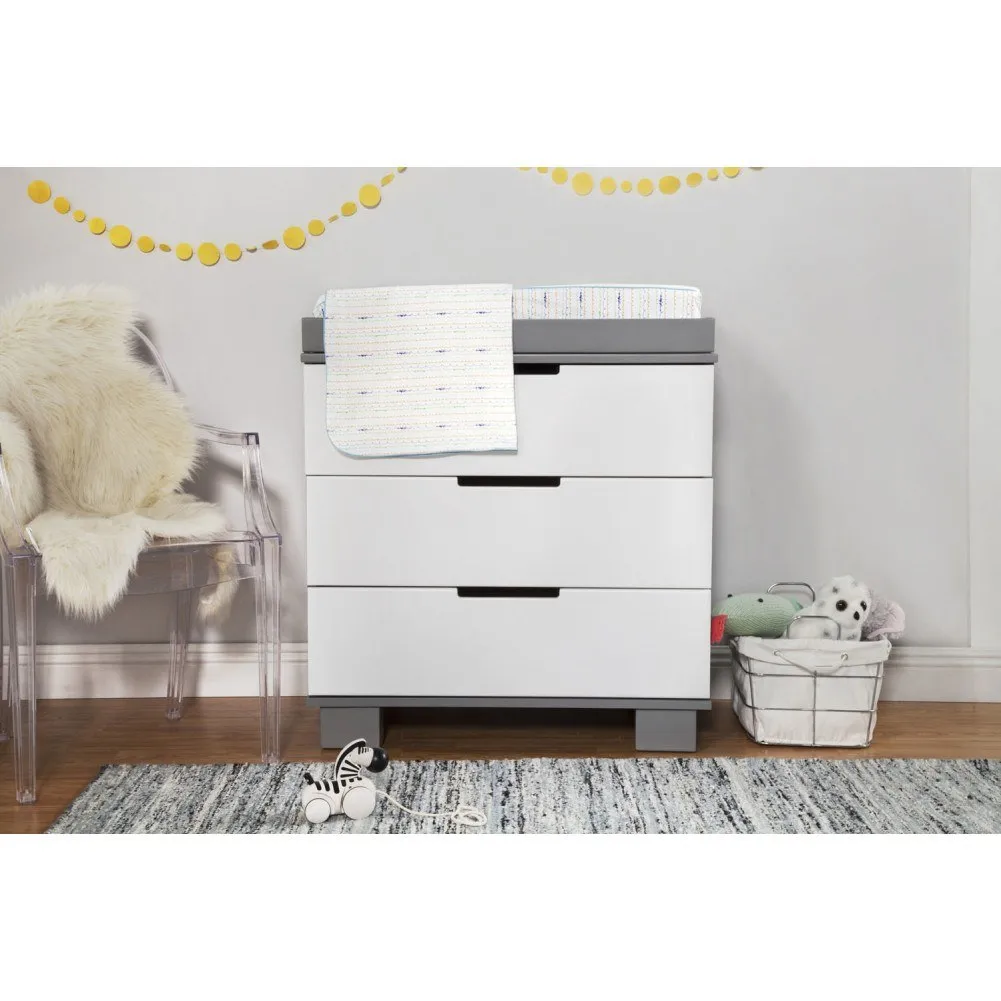 Babyletto Modo 2-Piece Crib and 3-Drawer Dresser Kit - Grey and White (80470) (Floor Model)