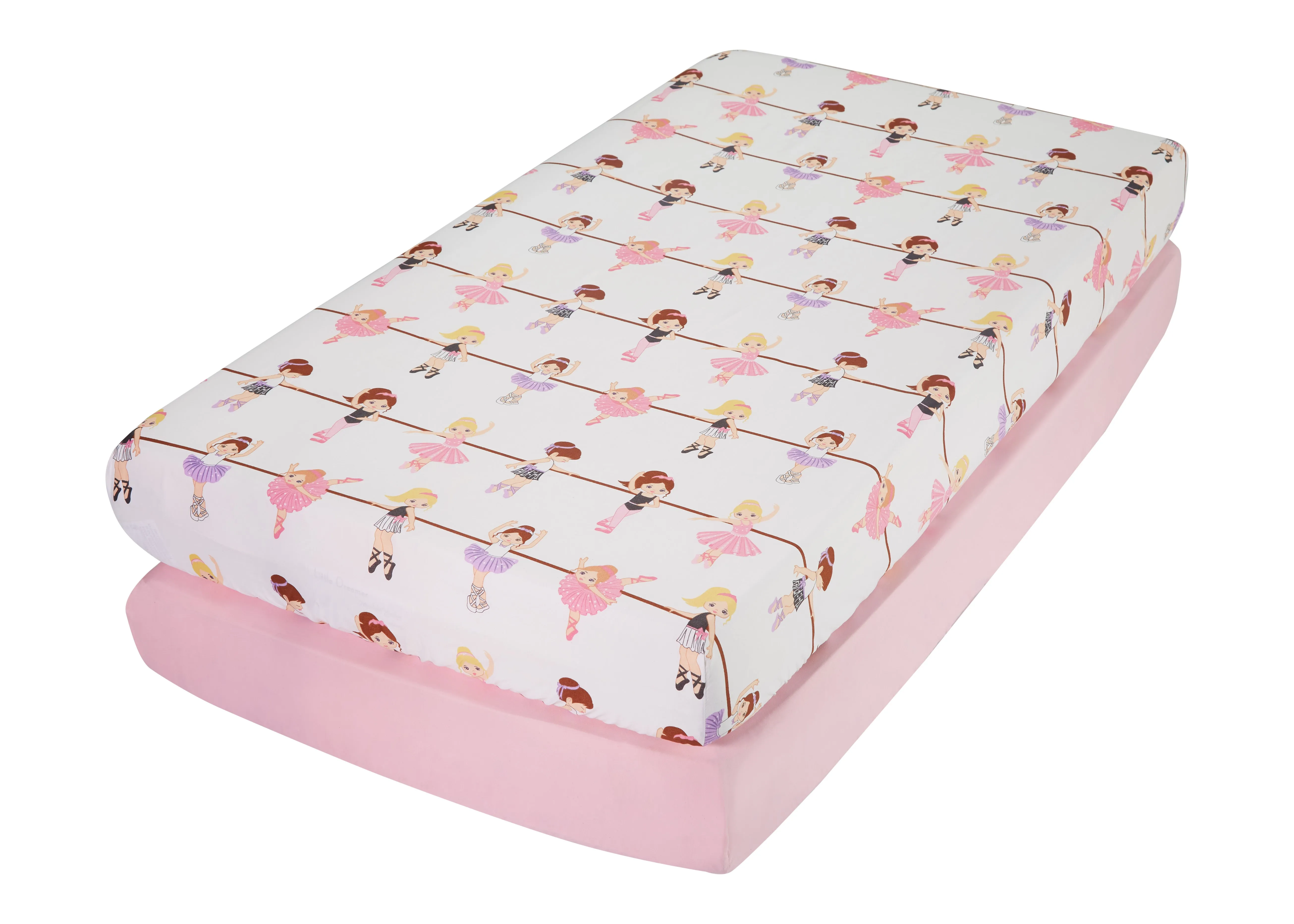 Ballerina/Pink 2-Pack Fitted Girls Crib Sheets
