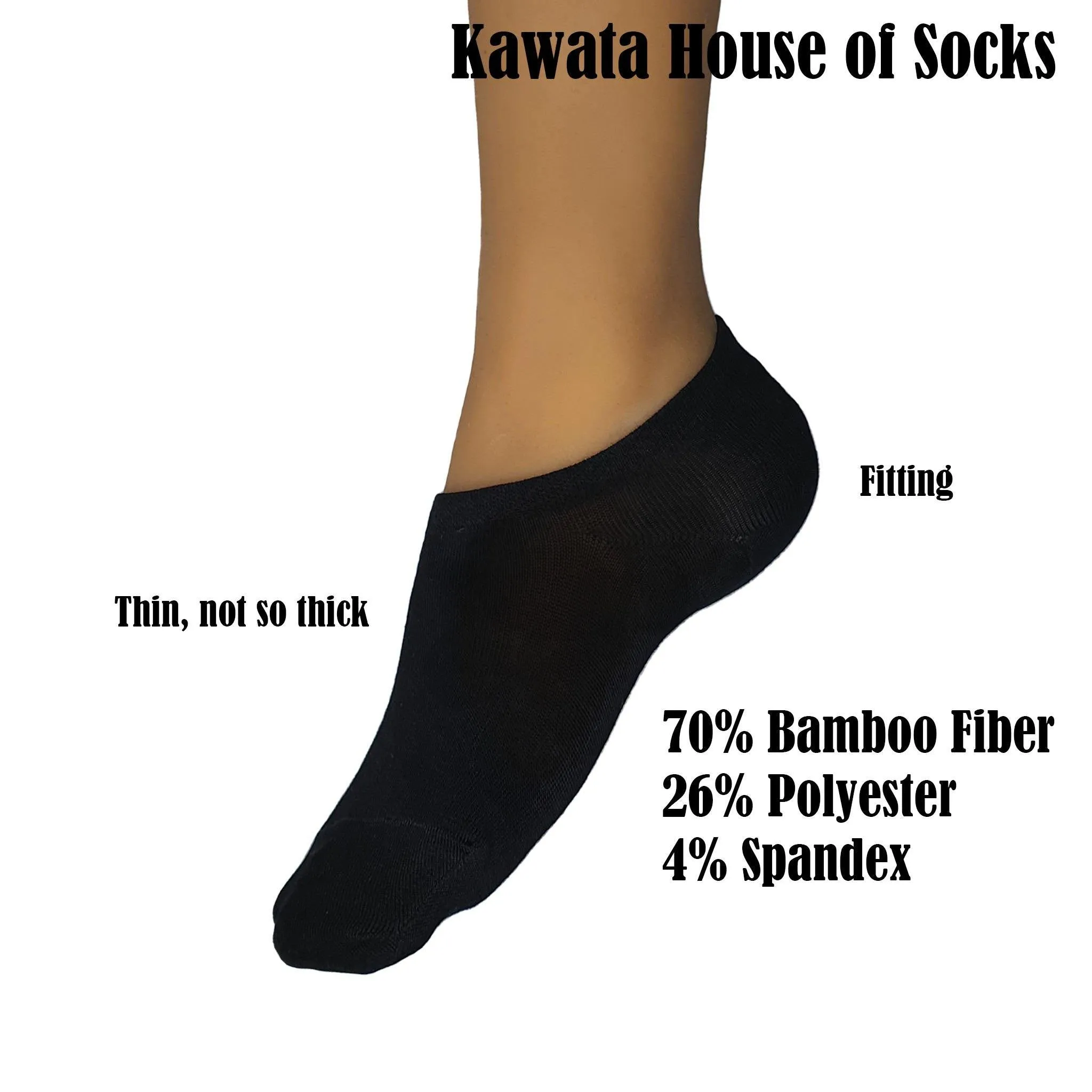 Bamboo Loafer Socks/No-Show Socks with Non-Slip Inner Heel
