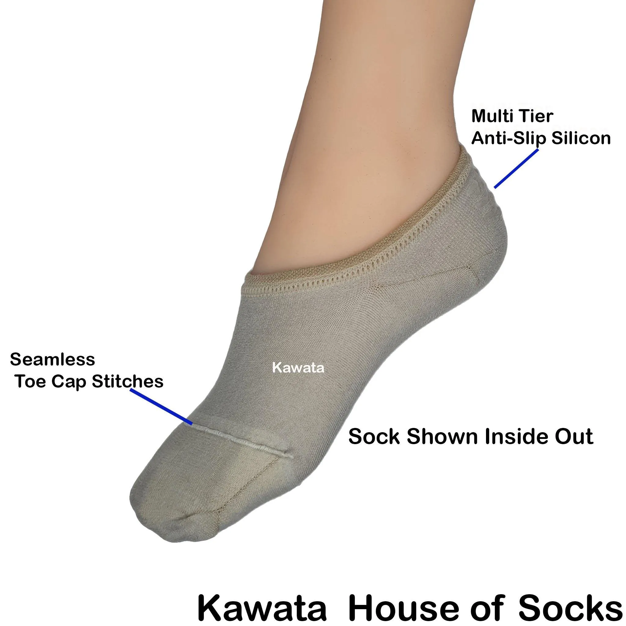 Bamboo Loafer Socks/No-Show Socks with Non-Slip Inner Heel