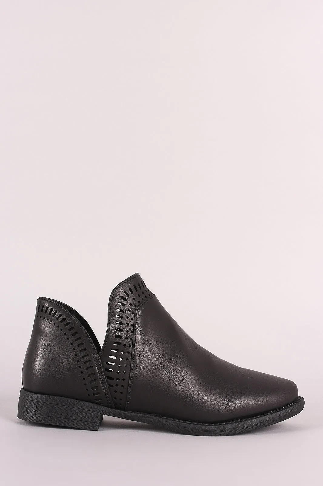 Bamboo Split Perforated Edge Slip-On Bootie