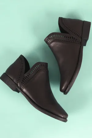Bamboo Split Perforated Edge Slip-On Bootie