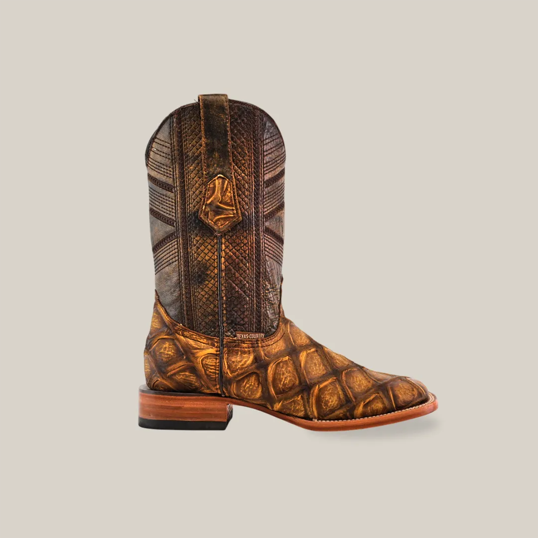 Big Bass Pirarucu Print Rustic Honey - Square Toe