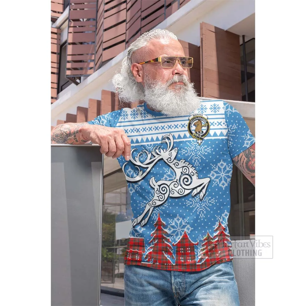 Binning Clan Christmas Cotton T-shirt Celtic Reindeer Style