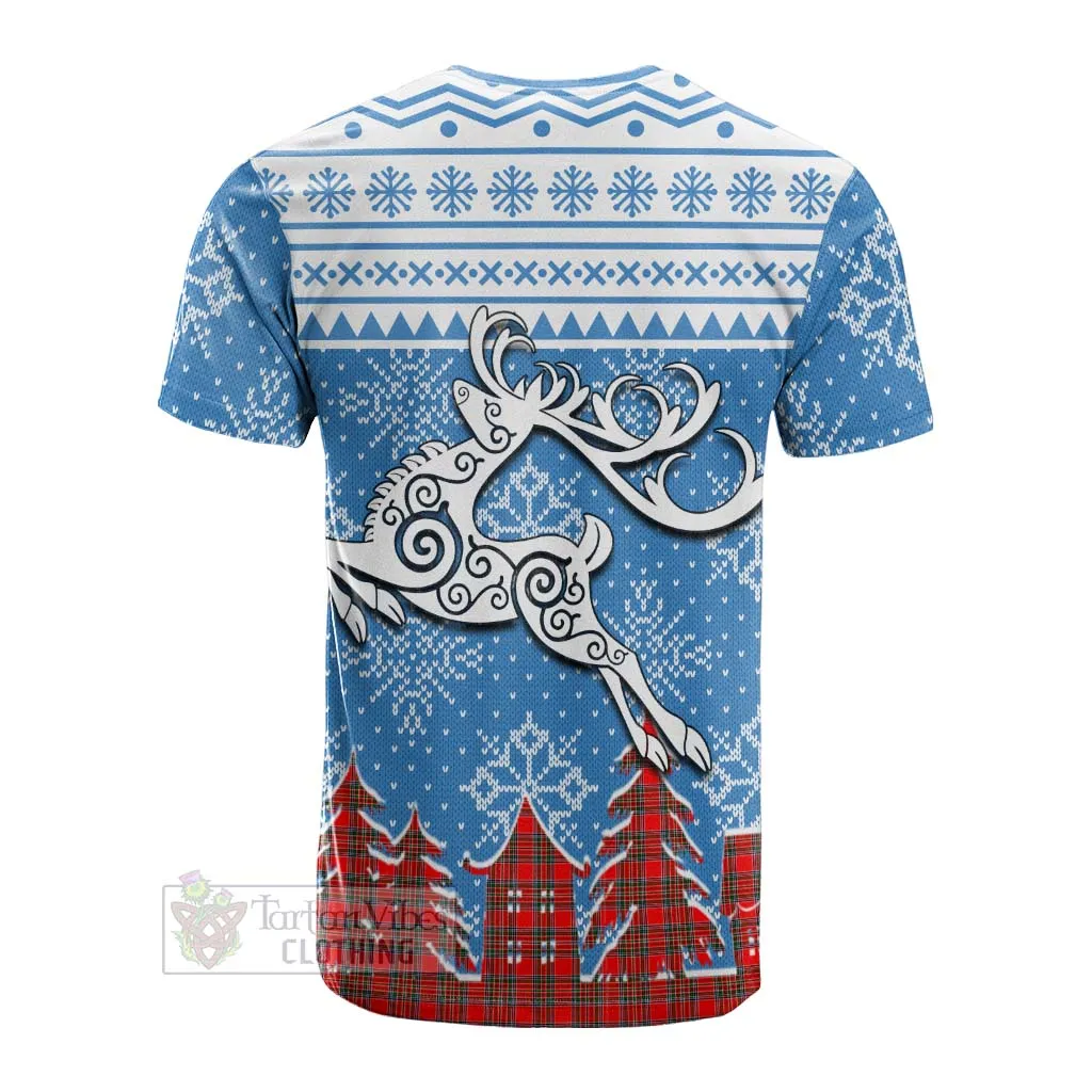 Binning Clan Christmas Cotton T-shirt Celtic Reindeer Style