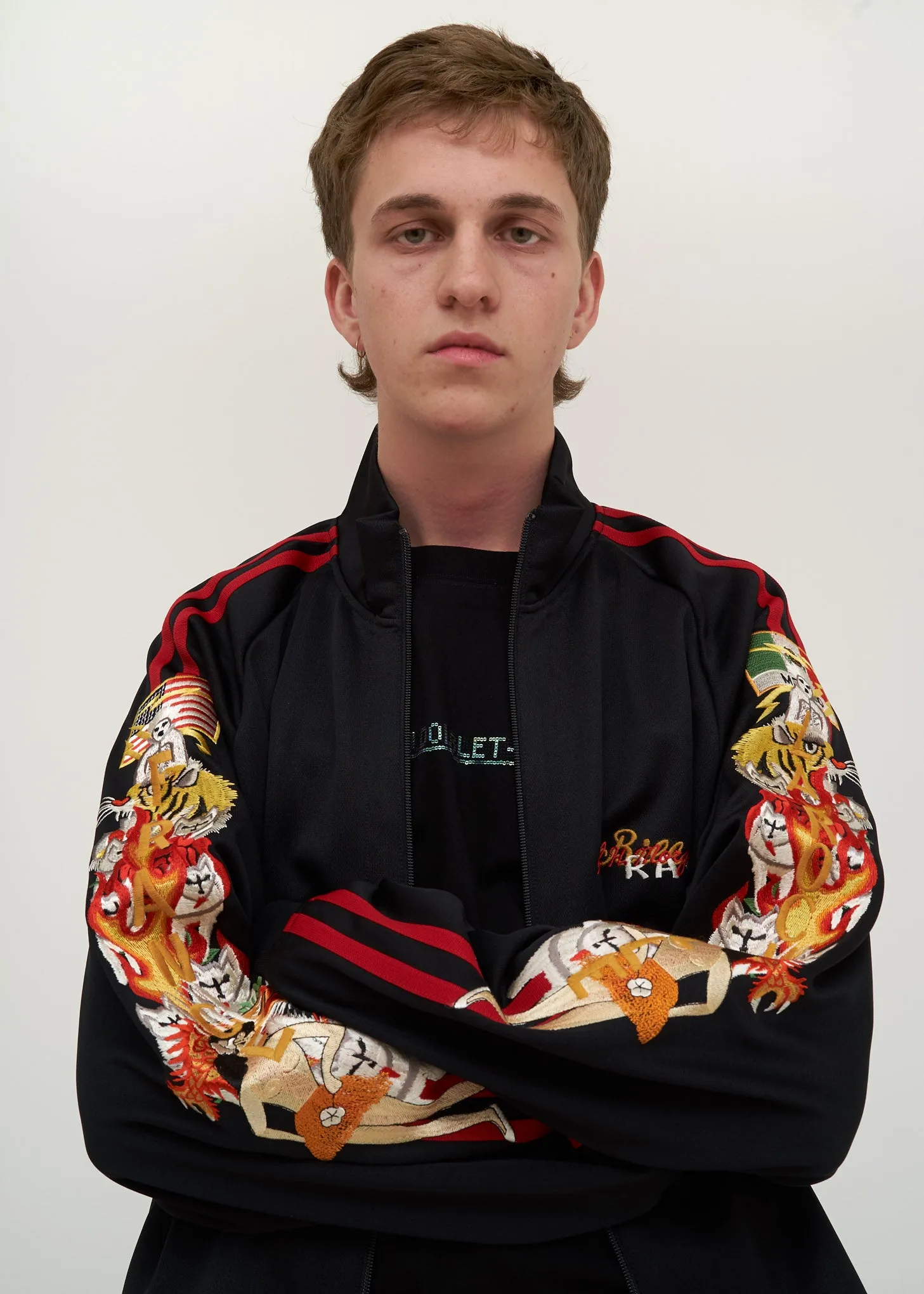 Black Chaos Embroidery Track Jacket