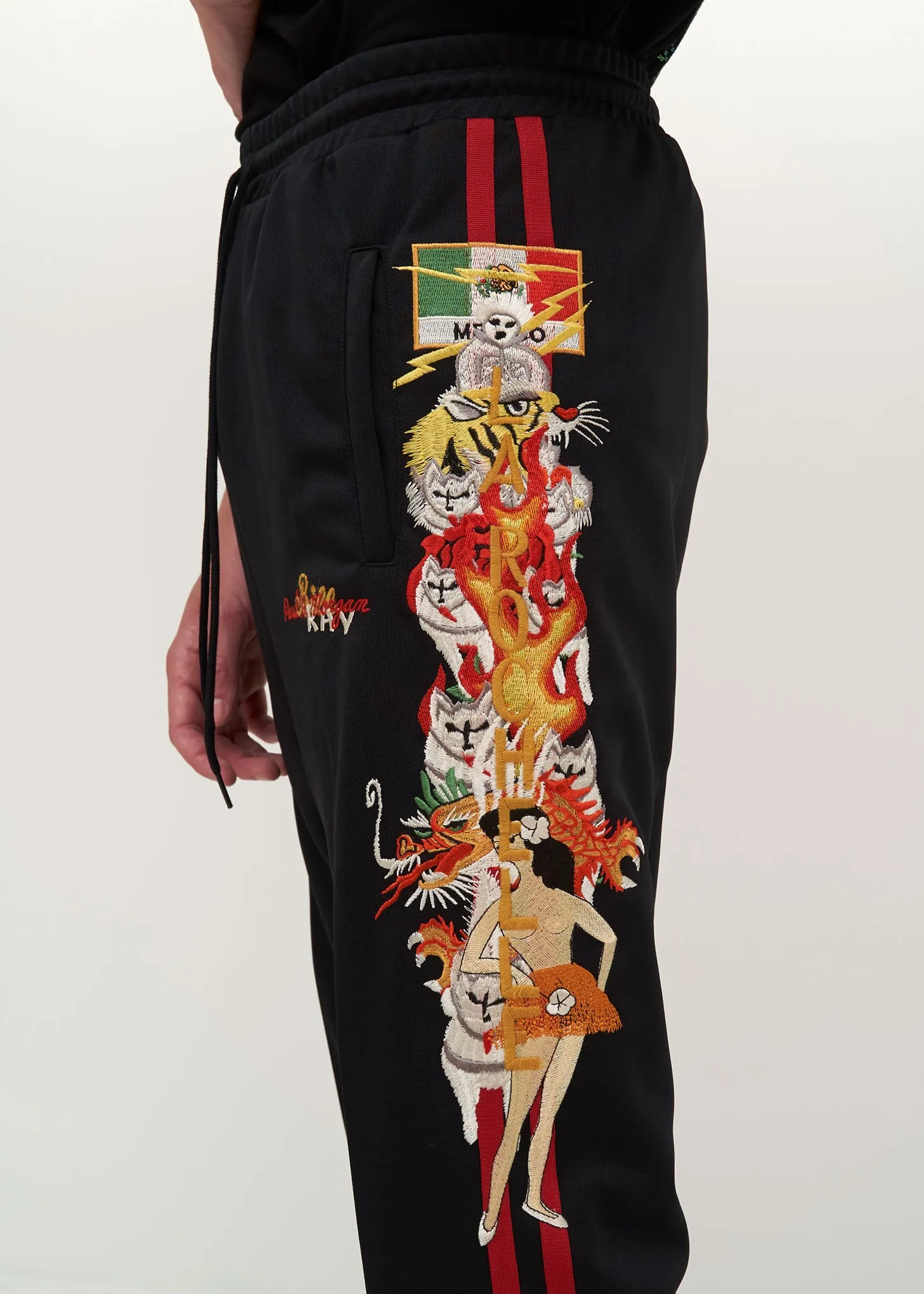 Black Chaos Embroidery Track Pants