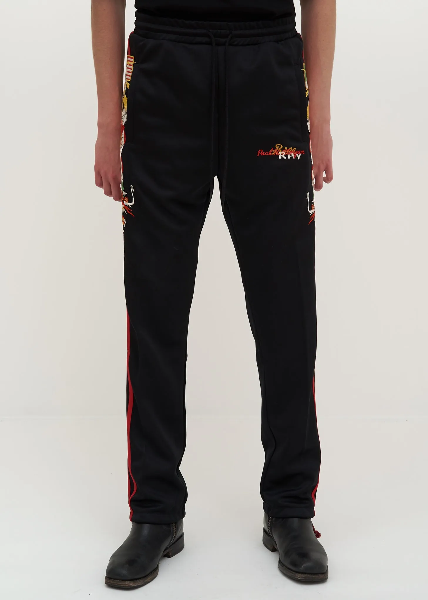 Black Chaos Embroidery Track Pants