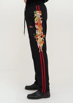 Black Chaos Embroidery Track Pants