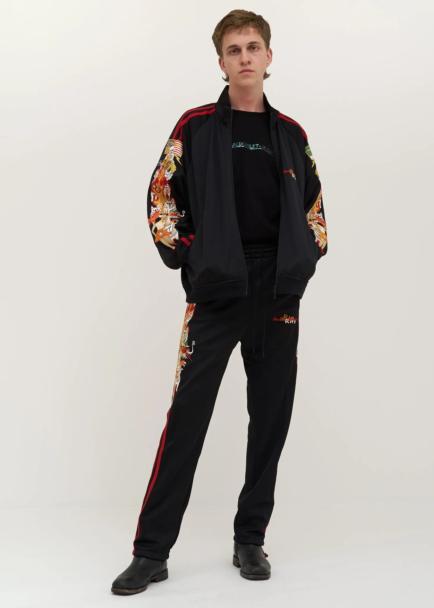 Black Chaos Embroidery Track Pants