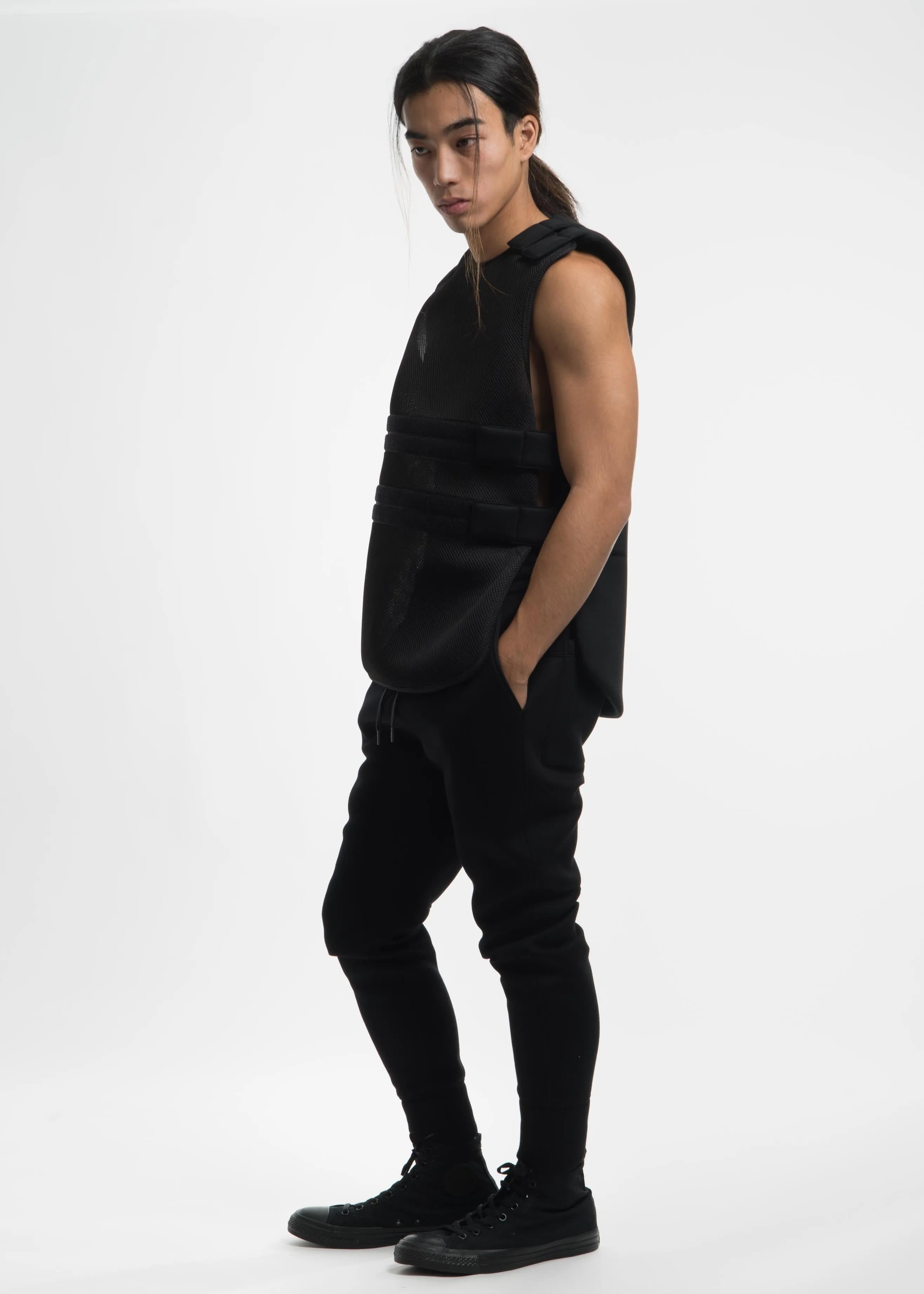 Black Curved Leg Track Pant