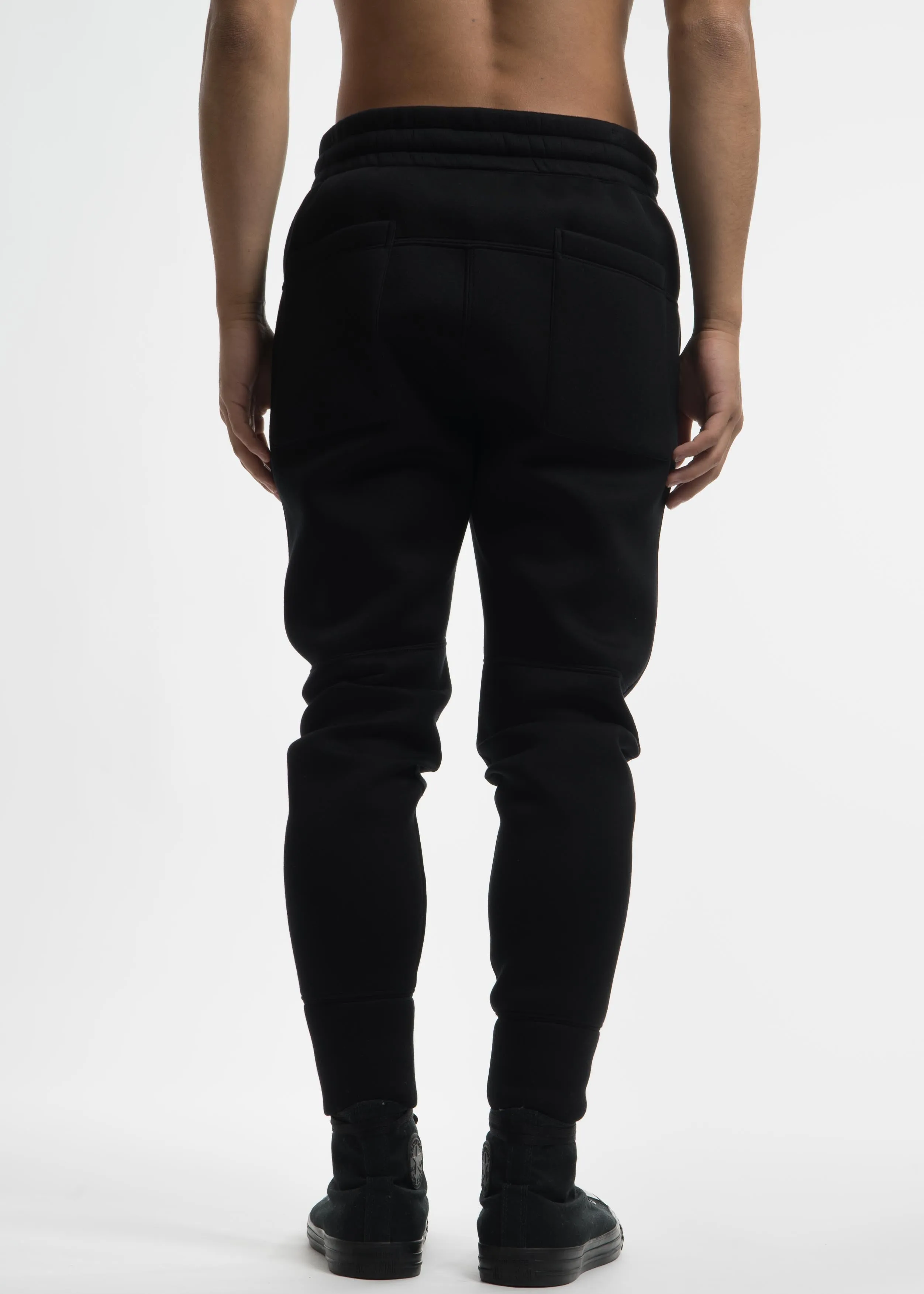 Black Curved Leg Track Pant
