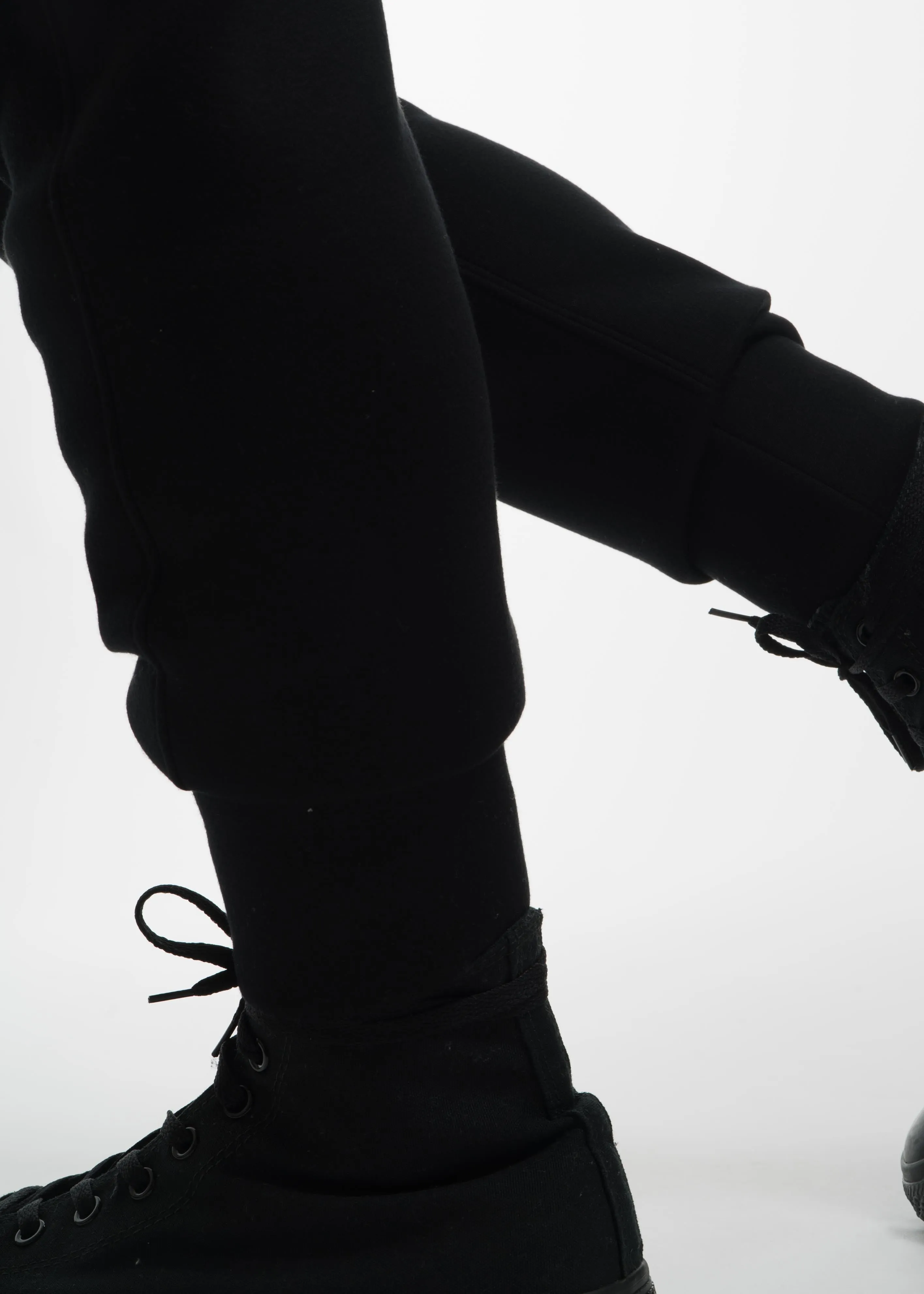 Black Curved Leg Track Pant