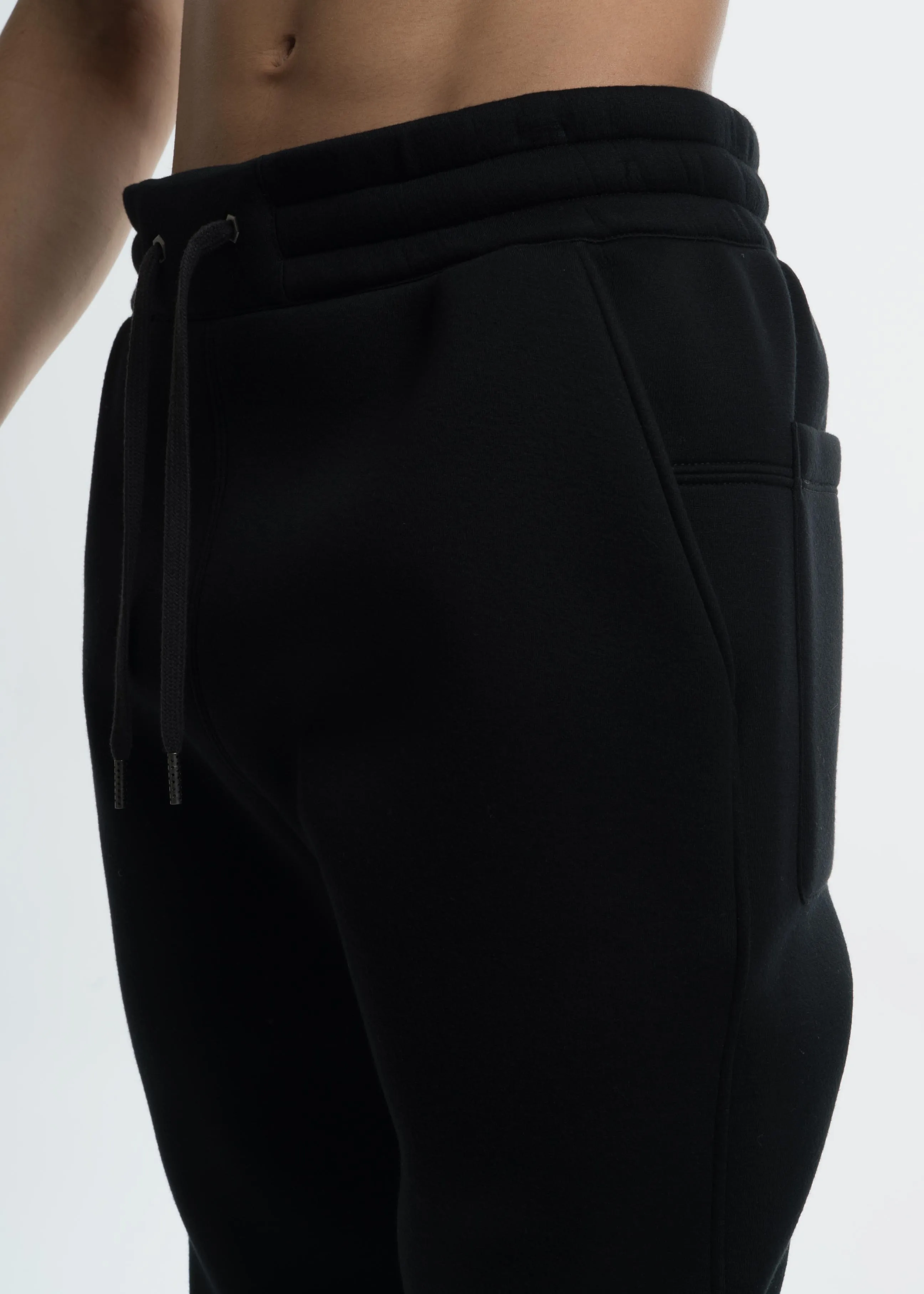 Black Curved Leg Track Pant