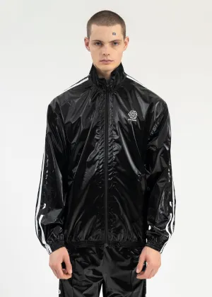 BLACK LAMINATE TRACK JACKET