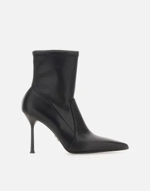 Black Leather Ankle Boots with Stiletto