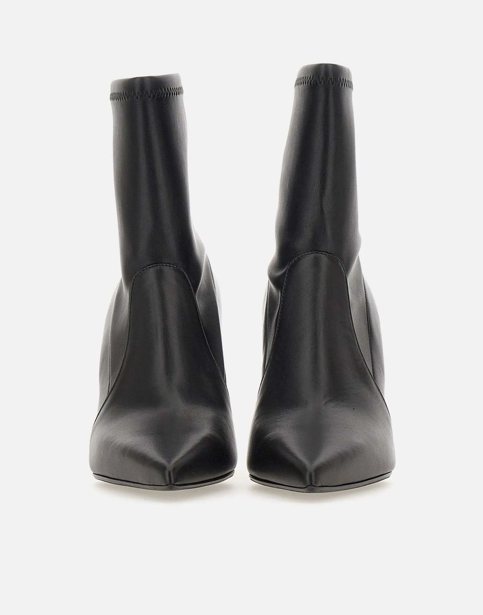 Black Leather Ankle Boots with Stiletto