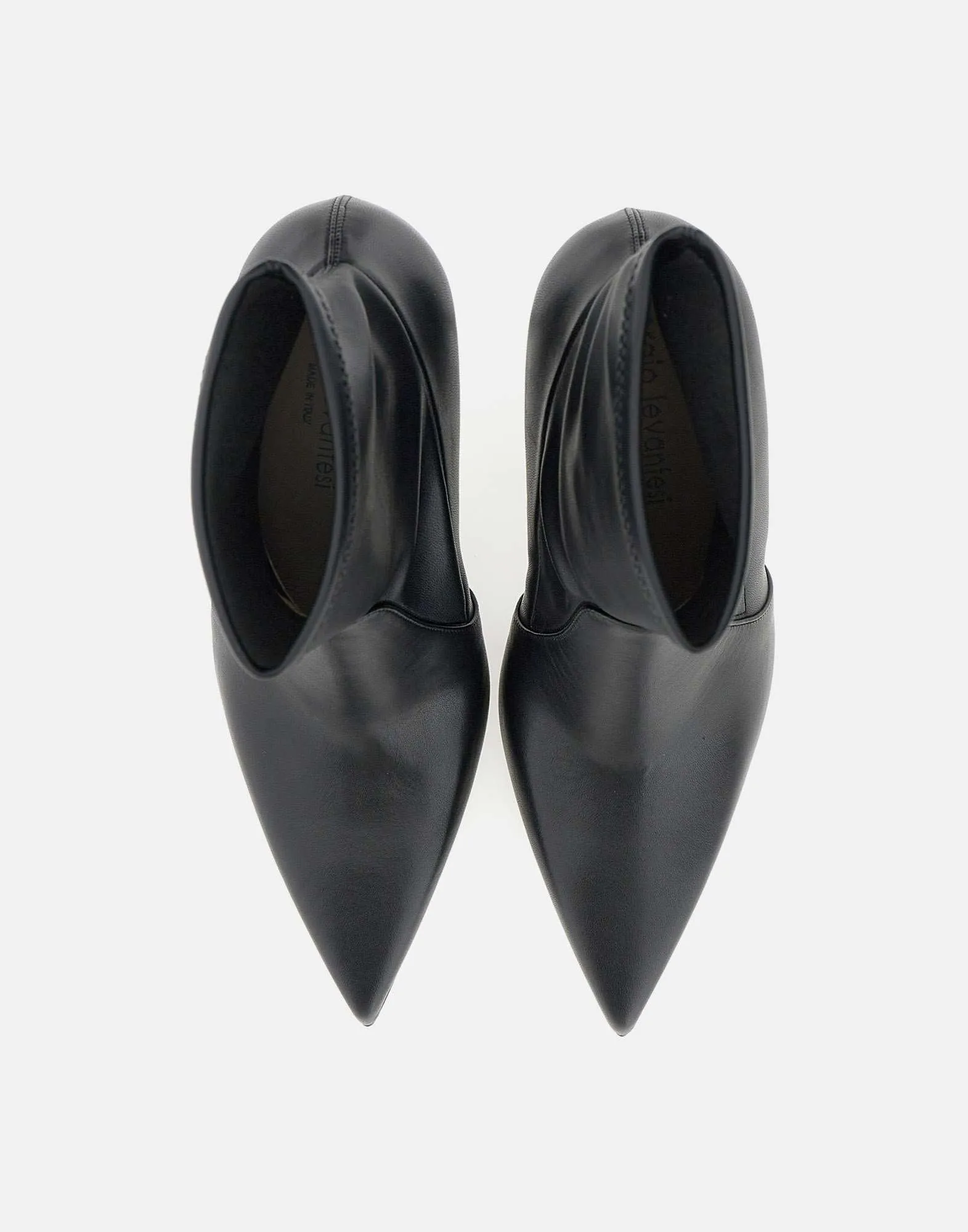 Black Leather Ankle Boots with Stiletto