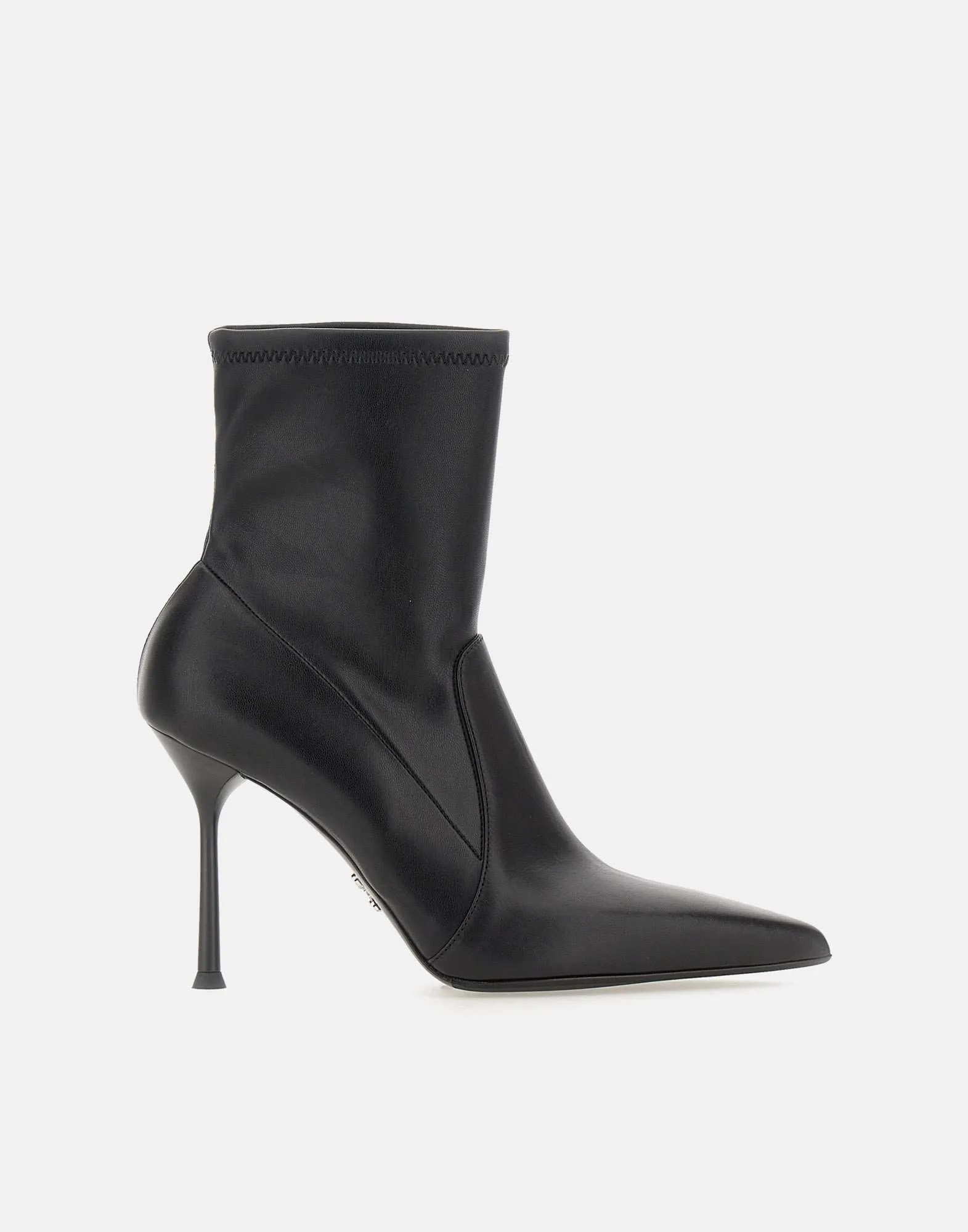 Black Leather Ankle Boots with Stiletto