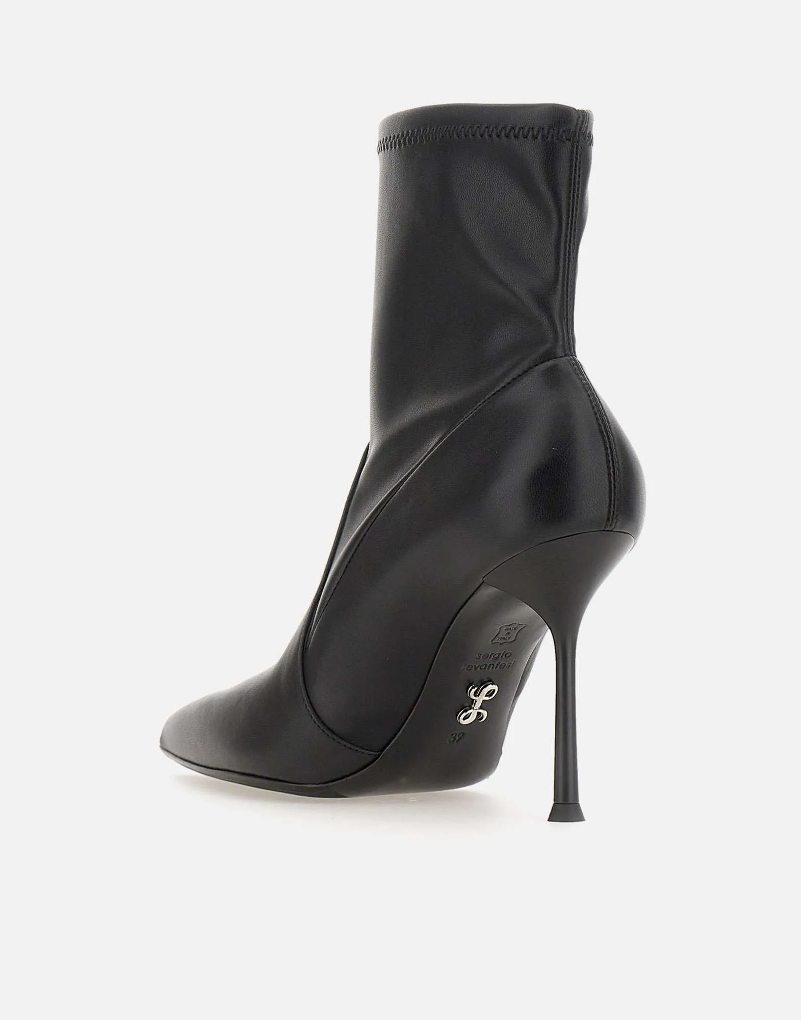 Black Leather Ankle Boots with Stiletto