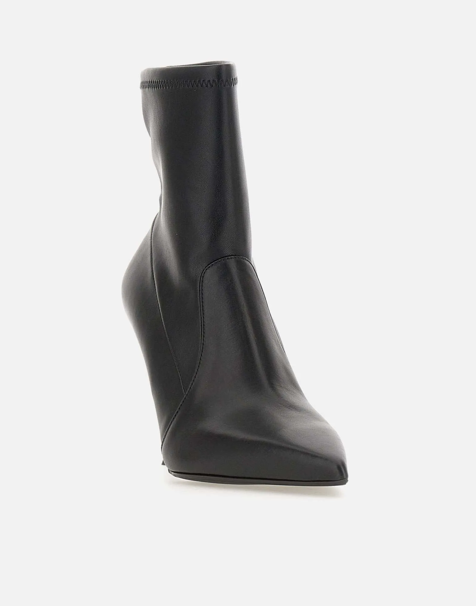 Black Leather Ankle Boots with Stiletto