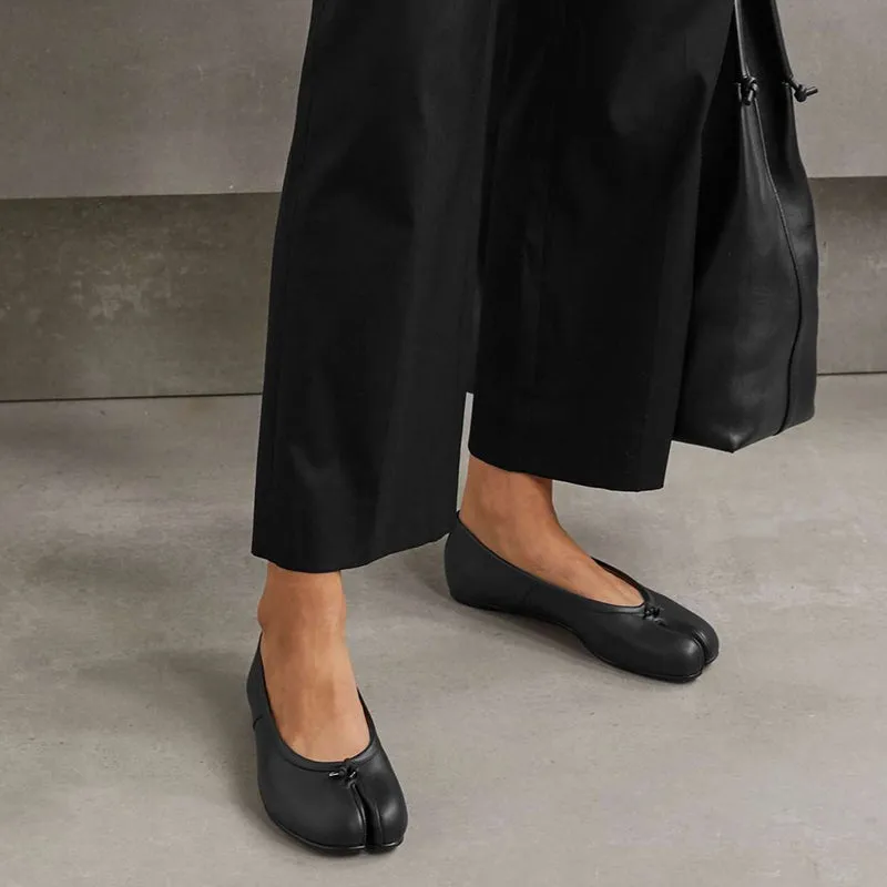 Black Tabi Mules with Knot Detail