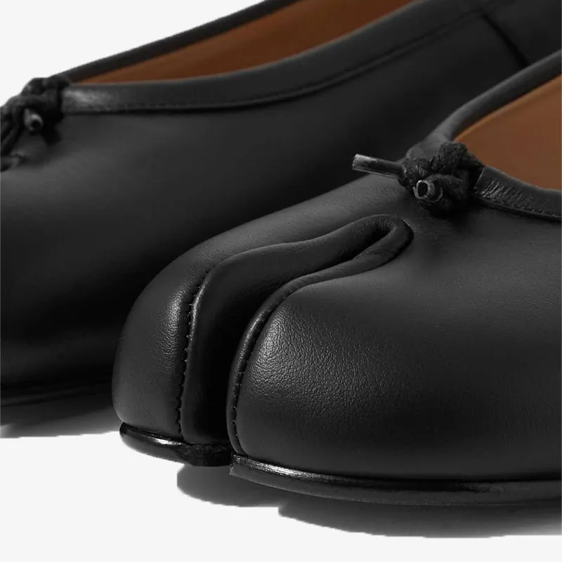 Black Tabi Mules with Knot Detail