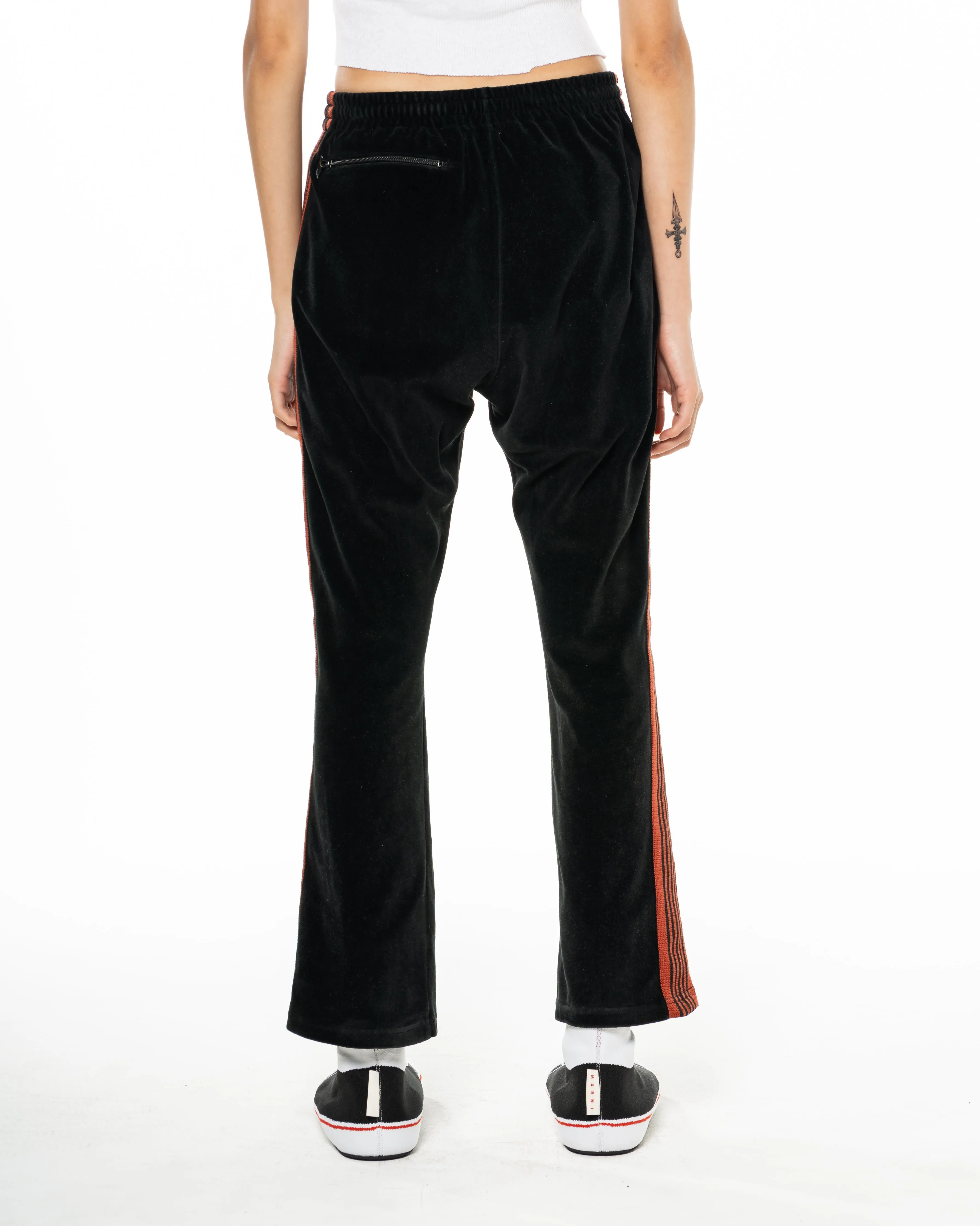 Black/Red Velour Striped Trackpants