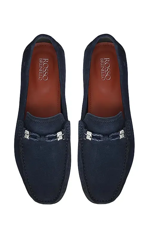 Blue Suede Leather Moccasins