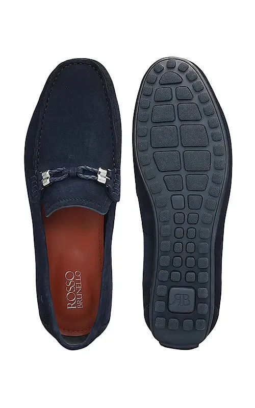 Blue Suede Leather Moccasins