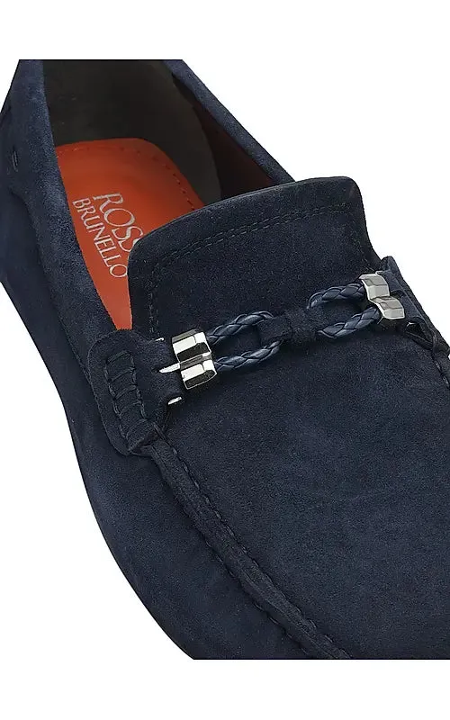 Blue Suede Leather Moccasins