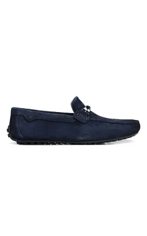 Blue Suede Leather Moccasins