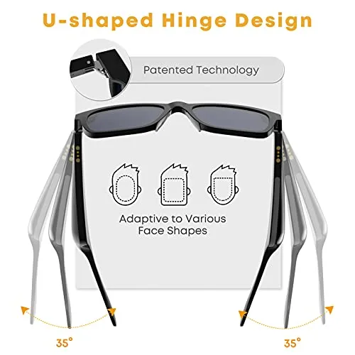 Bluetooth Glasses, StageSound Smart Audio Glasses with Swipe / Touch Control, Dual Microphone, Open ear Music, Hands-free Calling, Anti-UV Blue Ray, IPX4 Waterproof, Voice Assistant, 6 Hours Playtime