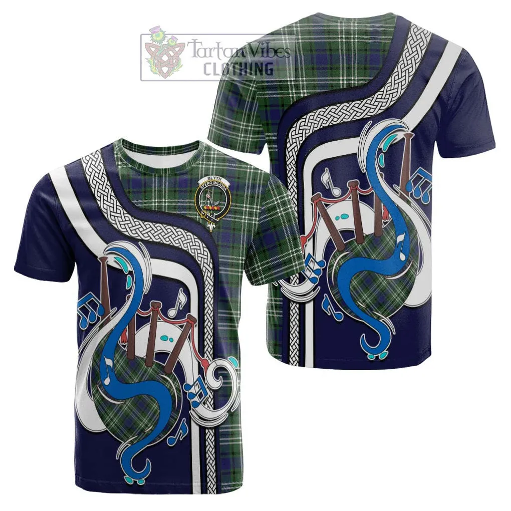 Blyth Tartan Cotton T-shirt with Epic Bagpipe Style