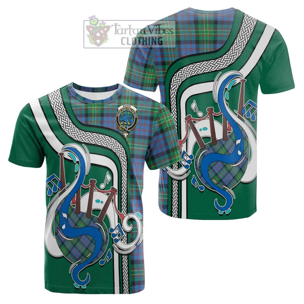 Bowie Ancient Tartan Cotton T-shirt with Epic Bagpipe Style