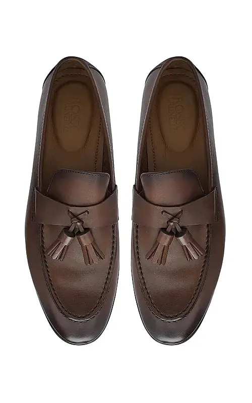 Brown Leather Loafers With Tassels