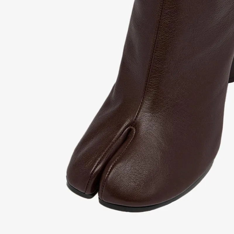 Brown Split-Toe Boots Women's