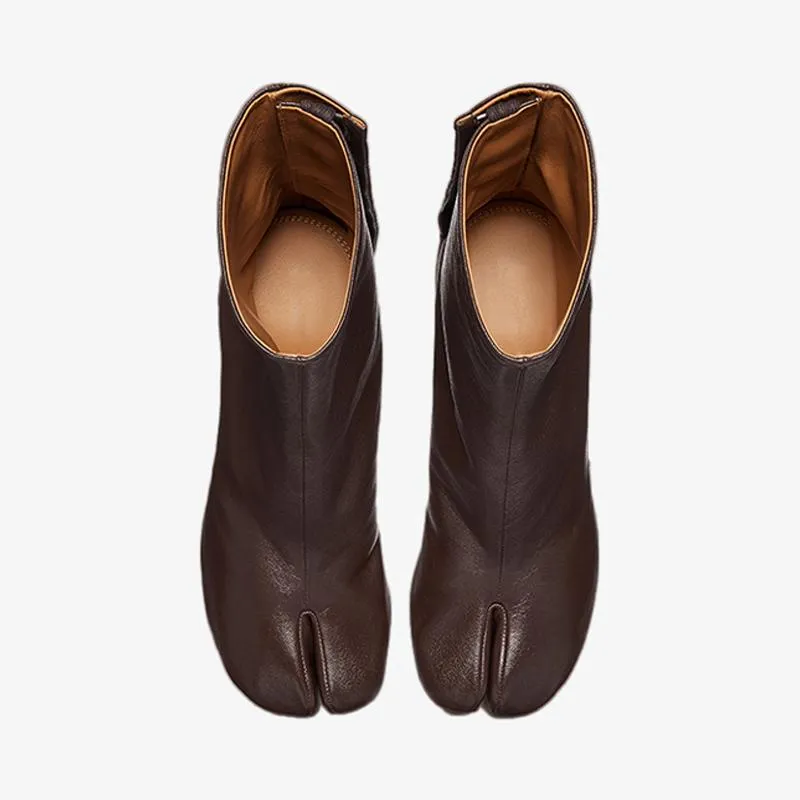 Brown Split-Toe Boots Women's