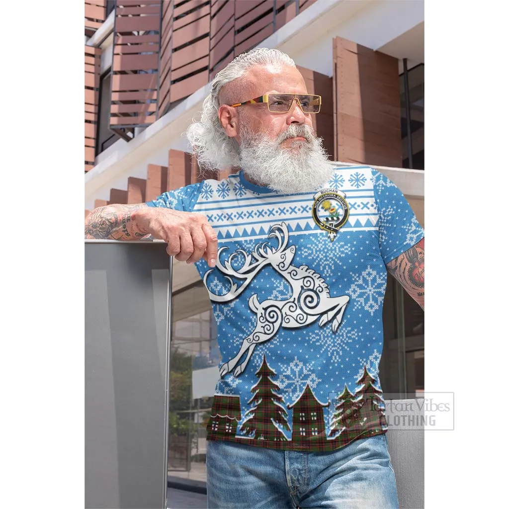 Buchan Clan Christmas Cotton T-shirt Celtic Reindeer Style