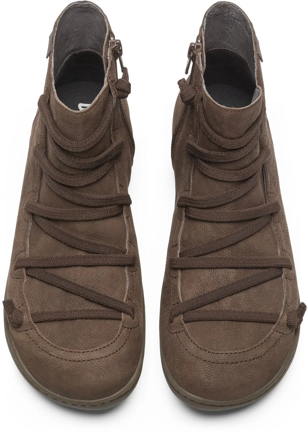 Camper lace-up ankle boots, brown